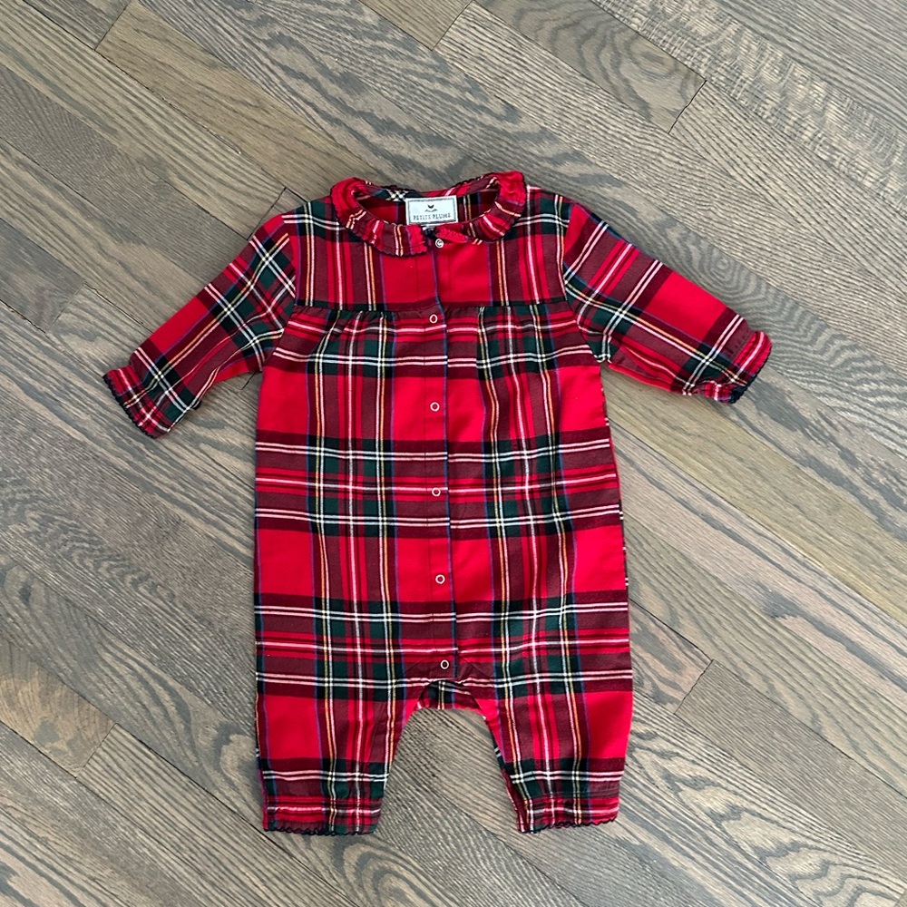Petite Plume Baby's Brushed Twill Madeline Romper in Imperial Tartan 6/12 Months - Picture 8 of 9